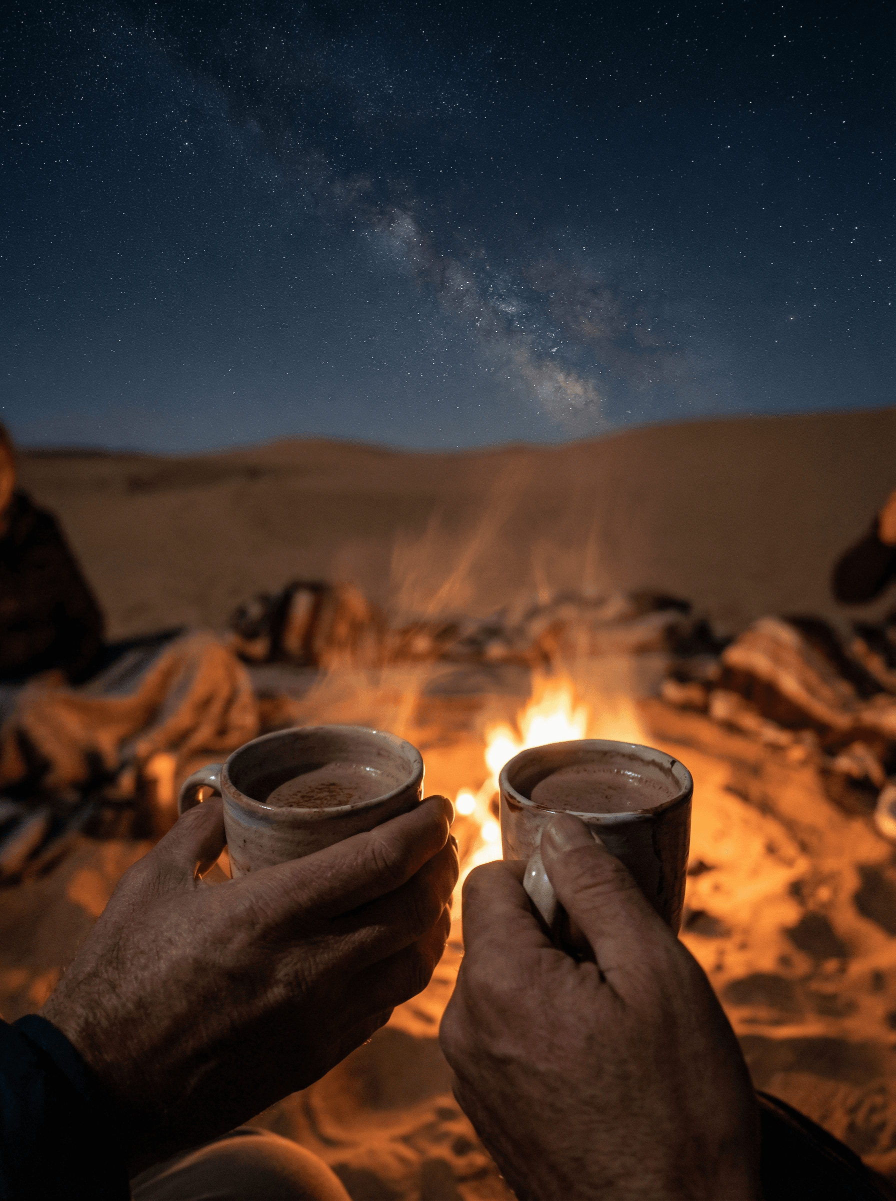 Warm blankets, hot chocolate, and desert canapes